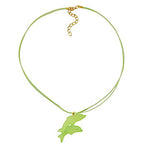 Kæde Børnekæde 40x22mm vedhæng Plastik Hoppende Delfiner Grøn mat snor Limegrøn 45cm