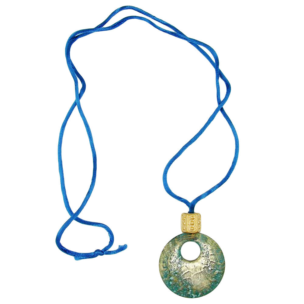 Kæde 40mm Krokodilleplade Blå-Turkis-Guld Shimmer Plastiksnor Blå 90cm
