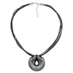 Kæde 52mm plastikvedhæng Amulet Antik Sølvsnor Grå 55cm
