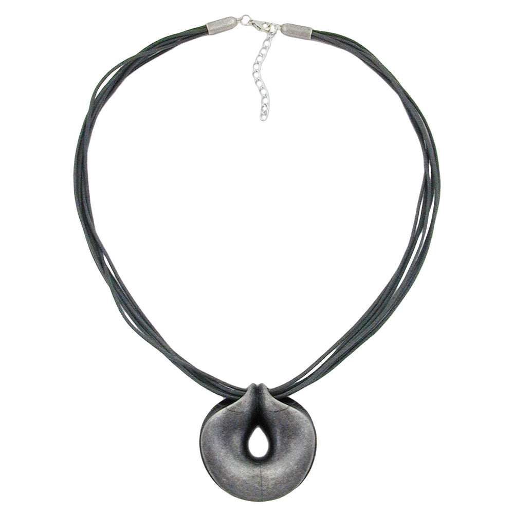 Kæde 52mm plastikvedhæng Amulet Antik Sølvsnor Grå 55cm