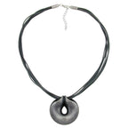 Kæde 52mm plastikvedhæng Amulet Antik Sølvsnor Grå 55cm