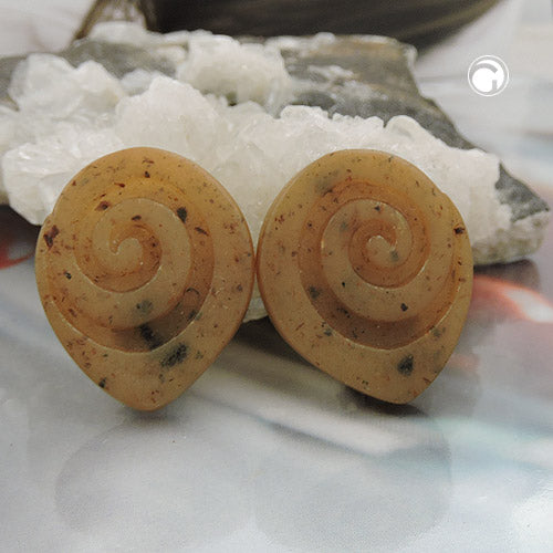 Clip ørering 30x25mm spids oval snegl brunmarmoreret plastik Bouton