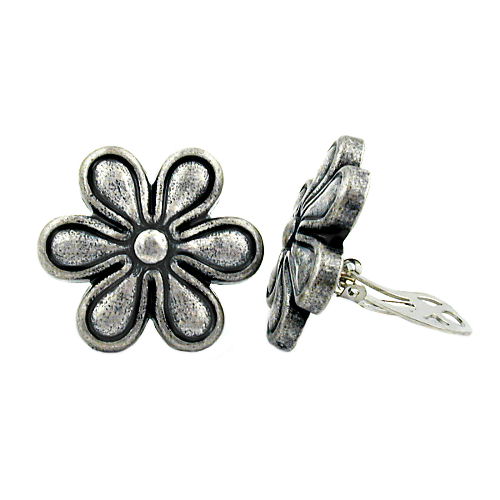 Clip Earring 30mm Bloom Antik Sølvfarvet Plastik Bouton