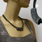 Kæde, 54x19 mm, vedhæng, rør, flad, buet, antik sølv, blank, plastik, 45 cm
