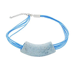 Kæde 54x19mm Pendelrør fladt buet denim blå plettet mat plastik 45 cm