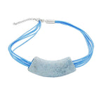 Kæde 54x19mm Pendelrør fladt buet denim blå plettet mat plastik 45 cm