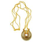 Halskæde 53mm Skive gul silkeagtig Amulet-tilbehør gammel guld plastik Atlas piping gul 90cm