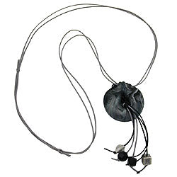 Kæde 52mm plastikvedhæng Amulet grå marmoreret snor grå 100cm