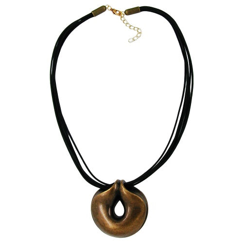Kæde 52 mm plastikvedhæng amulet Gammel messingsnor sort 50 cm
