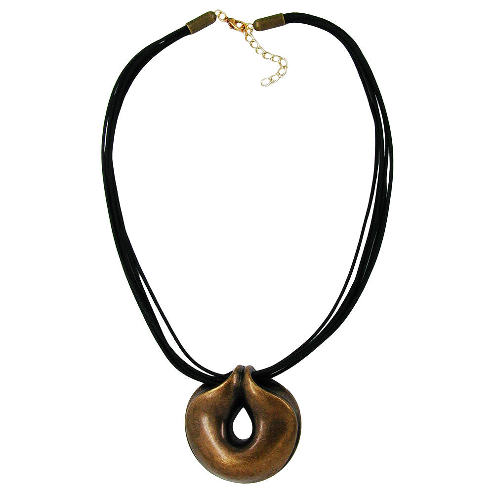 Kæde 52 mm plastikvedhæng amulet Gammel messingsnor sort 50 cm