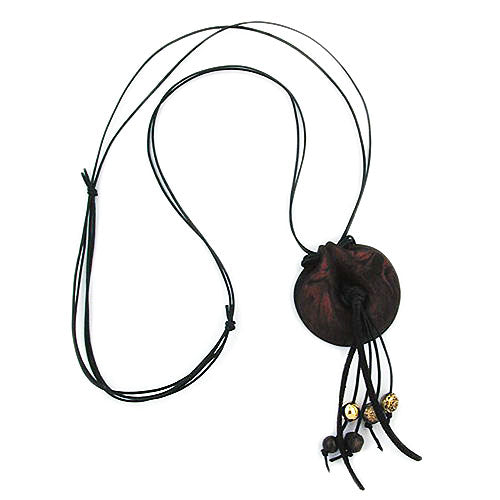Kæde 52mm Pendleramulet Plastik brun-sort-marmoreret mat Snor brun 100cm