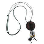 Kæde 52mm Pendleramulet Plastik brun-sort-marmoreret mat Snor brun 100cm