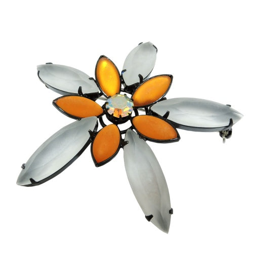 Broche Lapel Pin 70mm Floral Topaz Krist-mat sort