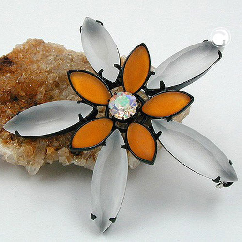 Broche Lapel Pin 70mm Floral Topaz Krist-mat sort