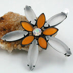 Broche Lapel Pin 70mm Floral Topaz Krist-mat sort