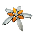 Broche Lapel Pin 70mm Floral Topaz Krist-mat sort