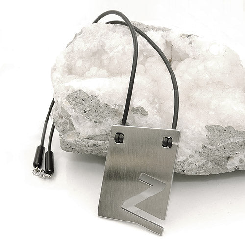 Kæde 44x31mm Pendant Rustfrit stål Bogstav Z Massiv Gummi Sort 42cm