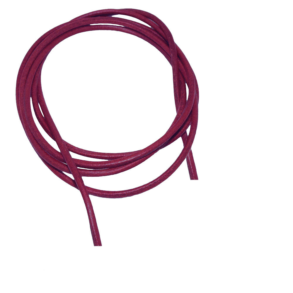 Lædersnor med rund snor af kohud 2 mm fuchsiabærfarvet ca. 1 m