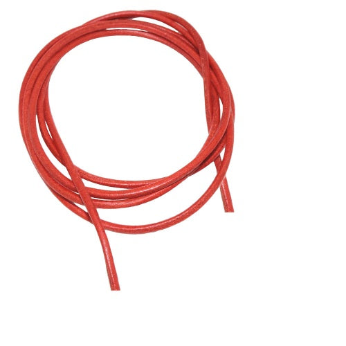Lædersnor med rund snor af kohudslæder 2 mm orange, farvet ca. 1 m
