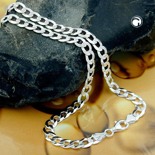 Armbånd 6,7 mm kantkæde flad sølv 925