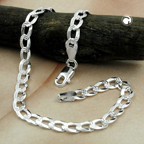 Armbånd 4,6 mm kantkæde flad med mønster sølv 925