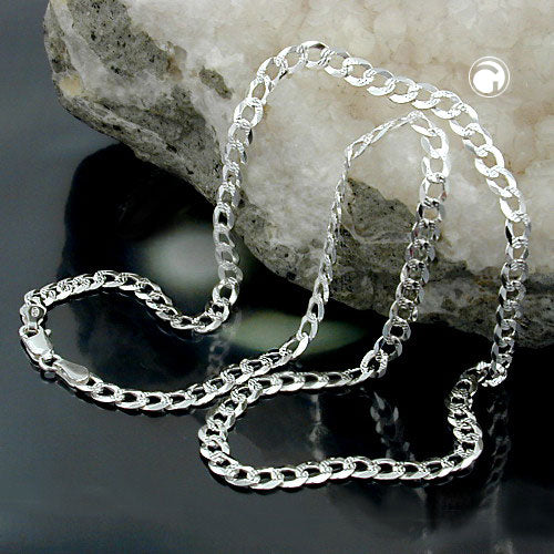 Armbånd 4,6 mm kantkæde flad med mønster sølv 925