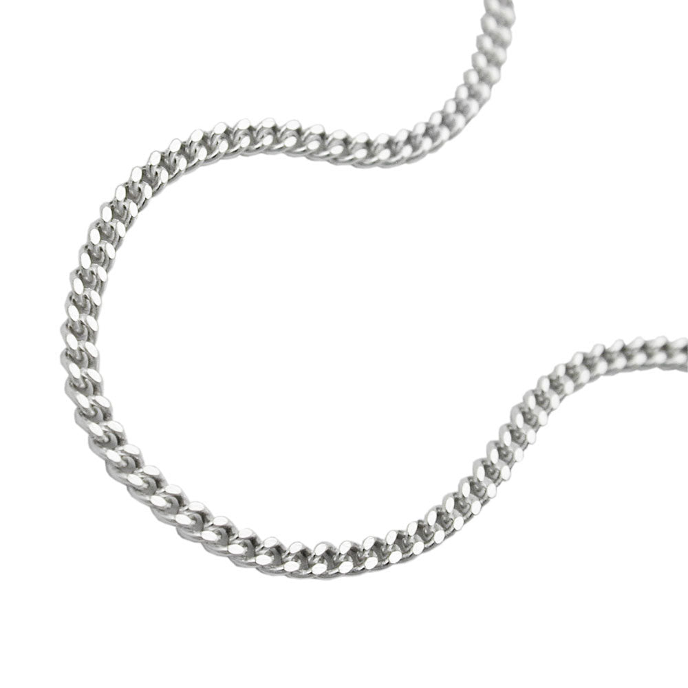 Fodkæde 1,4 mm flad kantkæde 2x diamantlængde variabel med 3 Ös sølv 925