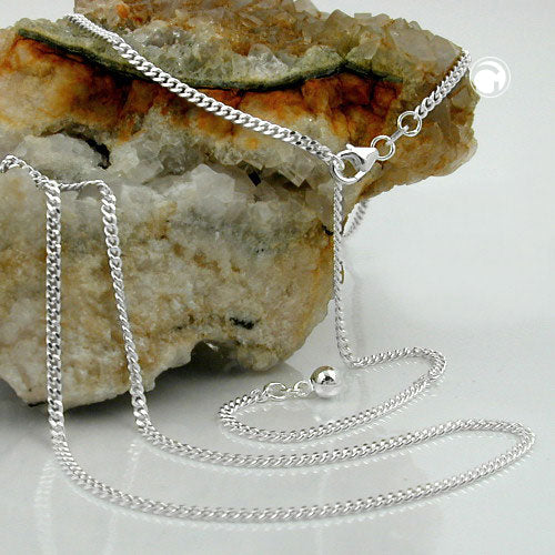 Belly Chain 2mm flad curb kæde 2x Diamond Silver 925