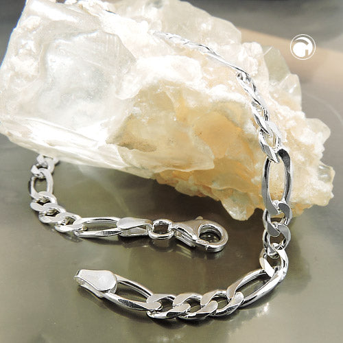 Armbånd 4,8 mm Figaro-kæde flad sølv 925