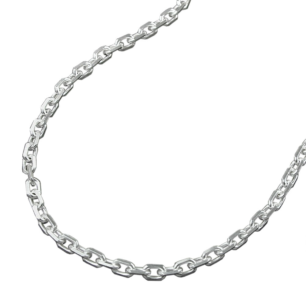 Armbånd 2 mm ankerkæde 8x diamant sølv 925