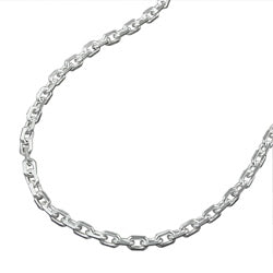 Armbånd 2 mm ankerkæde 8x diamant sølv 925