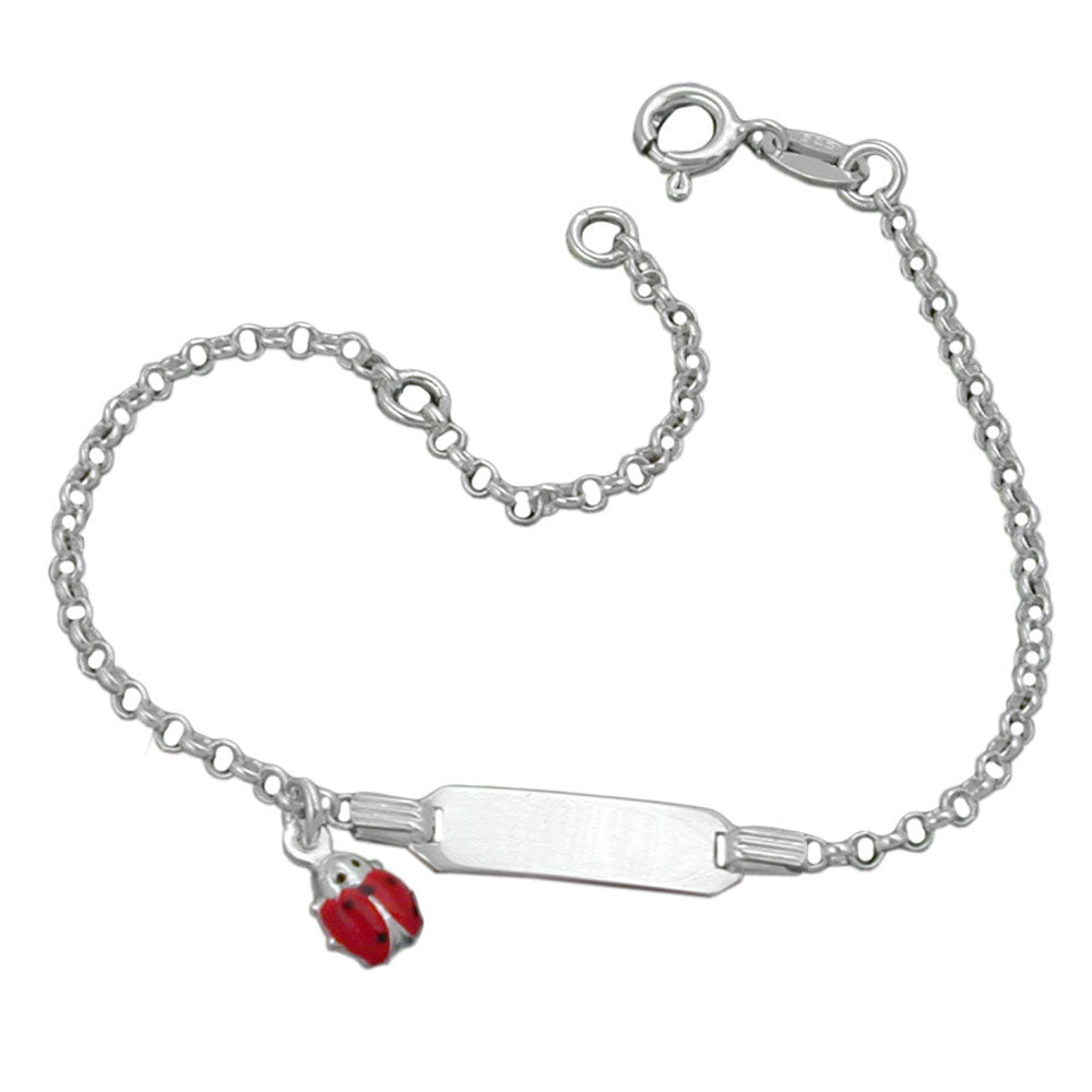 Skjoldbånd til børn Ankerkæde Graveringsplade 1,9x5,8 mm Ladybug Sølv 925