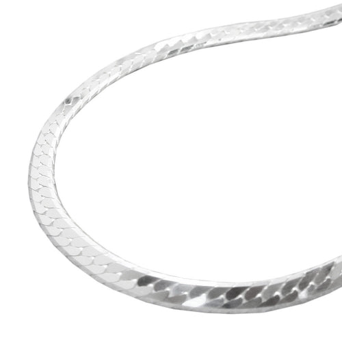 Armbånd 3mm kantkæde fladtrykt skinnende diamant sølv 925