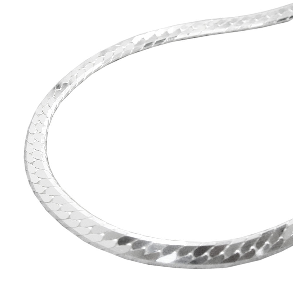 Armbånd 3mm kantkæde fladtrykt skinnende diamant sølv 925