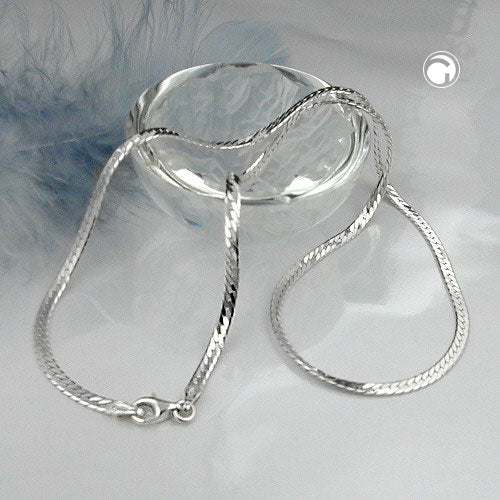 Armbånd 3mm kantkæde fladtrykt skinnende diamant sølv 925