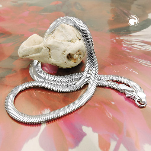 Armbånd 4mm Snake Chain Flat Shiny Silver 925