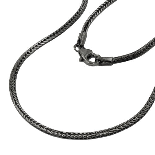 Kæde 1,5 mm Rævehalekæde Rhodiumbelagt sølv 925 42 cm