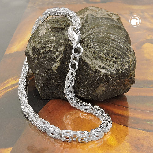 Armbånd ca. 3 mm kongelig kæde firkantet, skinnende sølv 925