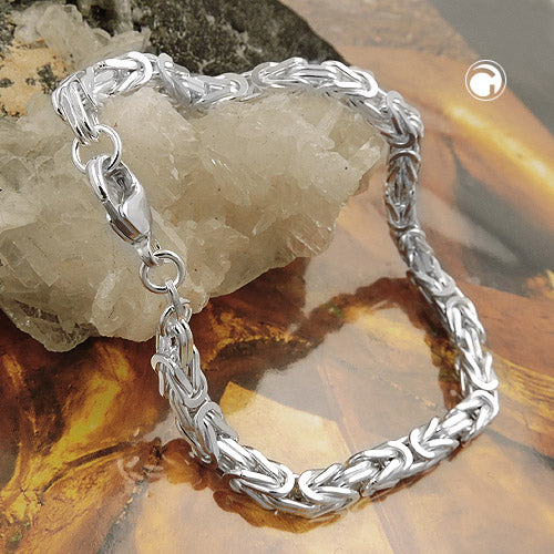Kæde ca. 4 mm King's Chain firkantet skinnende sølv 925