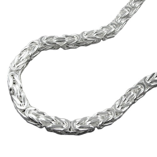 Kæde ca. 4 mm King's Chain firkantet skinnende sølv 925