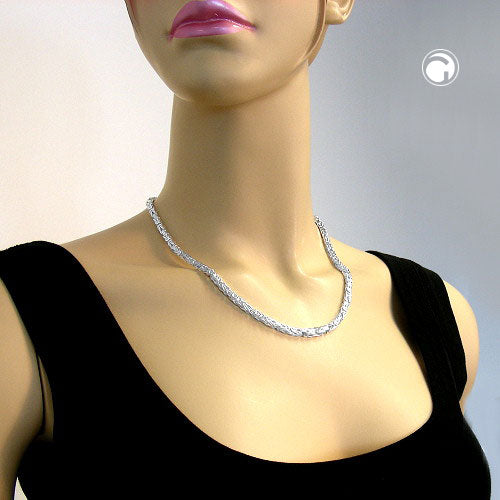 Kæde ca. 4 mm King's Chain firkantet skinnende sølv 925