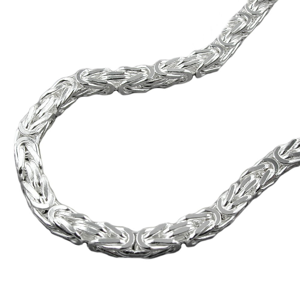 Kæde ca. 4 mm King's Chain firkantet skinnende sølv 925