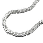 Kæde ca. 4 mm King's Chain firkantet skinnende sølv 925