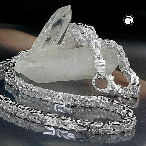 Armbånd ca. 5mm King's Chain firkantet skinnende sølv 925