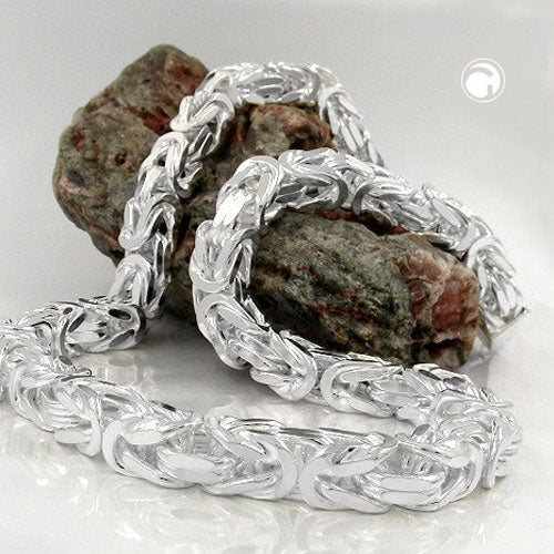 Kæde ca. 8mm King Chain firkantet Shiny Silver 925