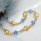 Halskæde 5mm Fantasy Heart and Glass Beads lyseblå AMD