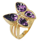 Ring 18x20mm Butterfly Lilla Malet 3 mikron Guldbelagt Ring Størrelse 64