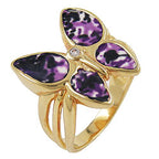 Ring 18x20mm Butterfly Lilla Malet 3 mikron Guldbelagt Ring Størrelse 64