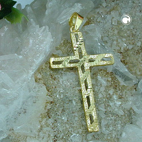 Vedhæng, diamantkors, 9k GULD