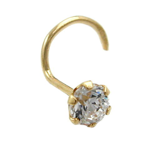 Næsestift 3mm Cubic Zirconia 18Kt GULD